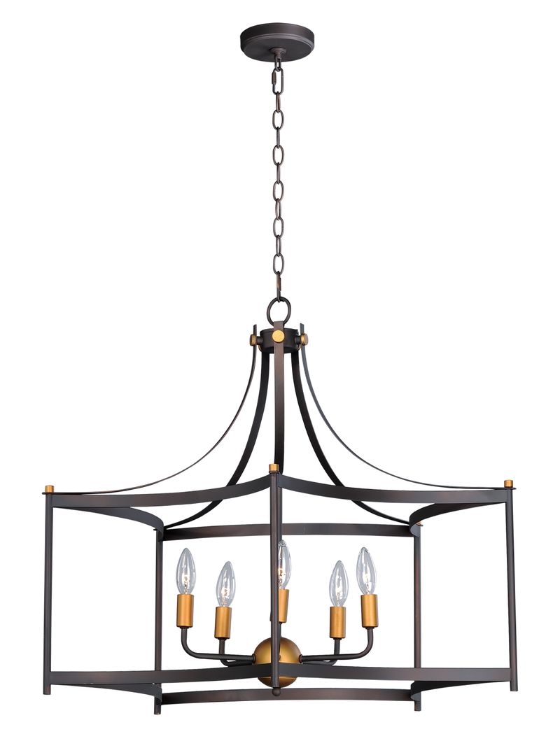 Wellington 30' 5 Light Entry Foyer Pendant in Oil Rubbed Bronze Antique Brass
