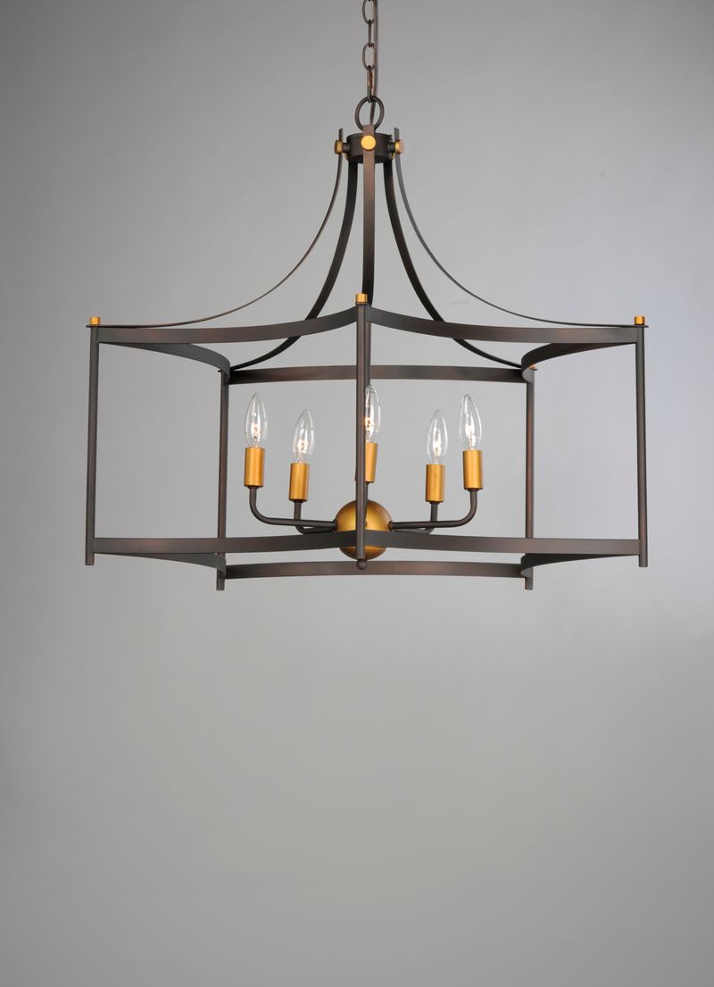 Wellington 30' 5 Light Entry Foyer Pendant in Oil Rubbed Bronze Antique Brass