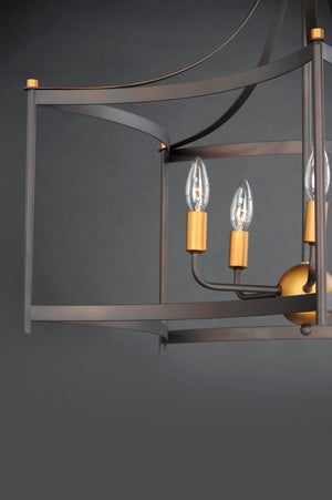 Wellington 30' 5 Light Entry Foyer Pendant in Oil Rubbed Bronze Antique Brass