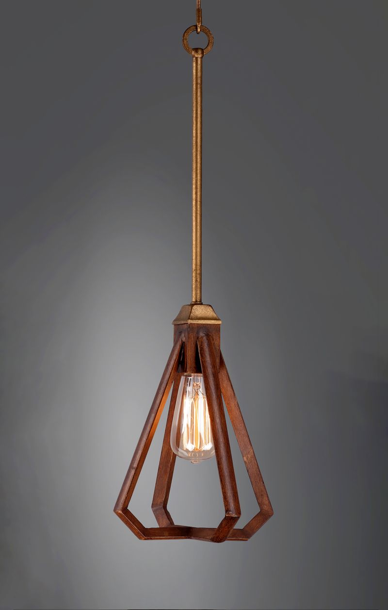 Woodland 8.75' Single Light Mini-Pendant in Hazel and Burnished Gold