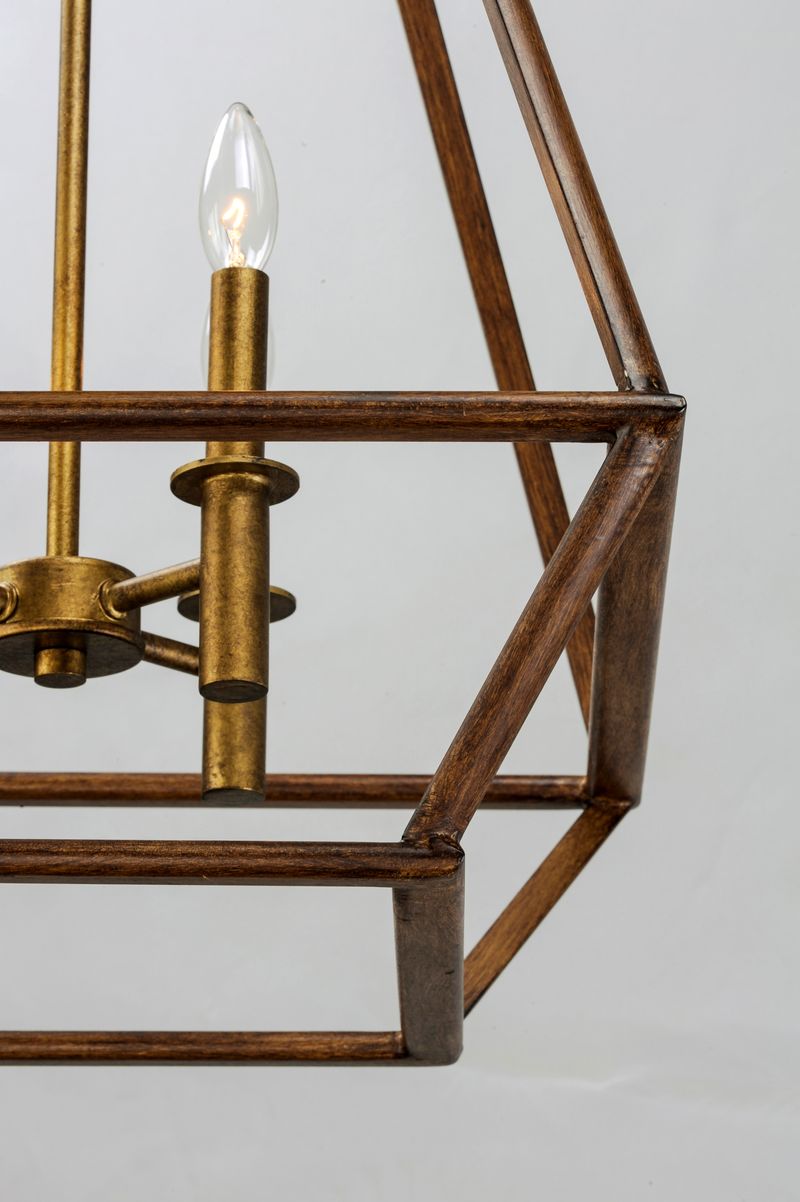 Woodland 18.75' 4 Light Entry Foyer Pendant in Burnished Gold Hazel