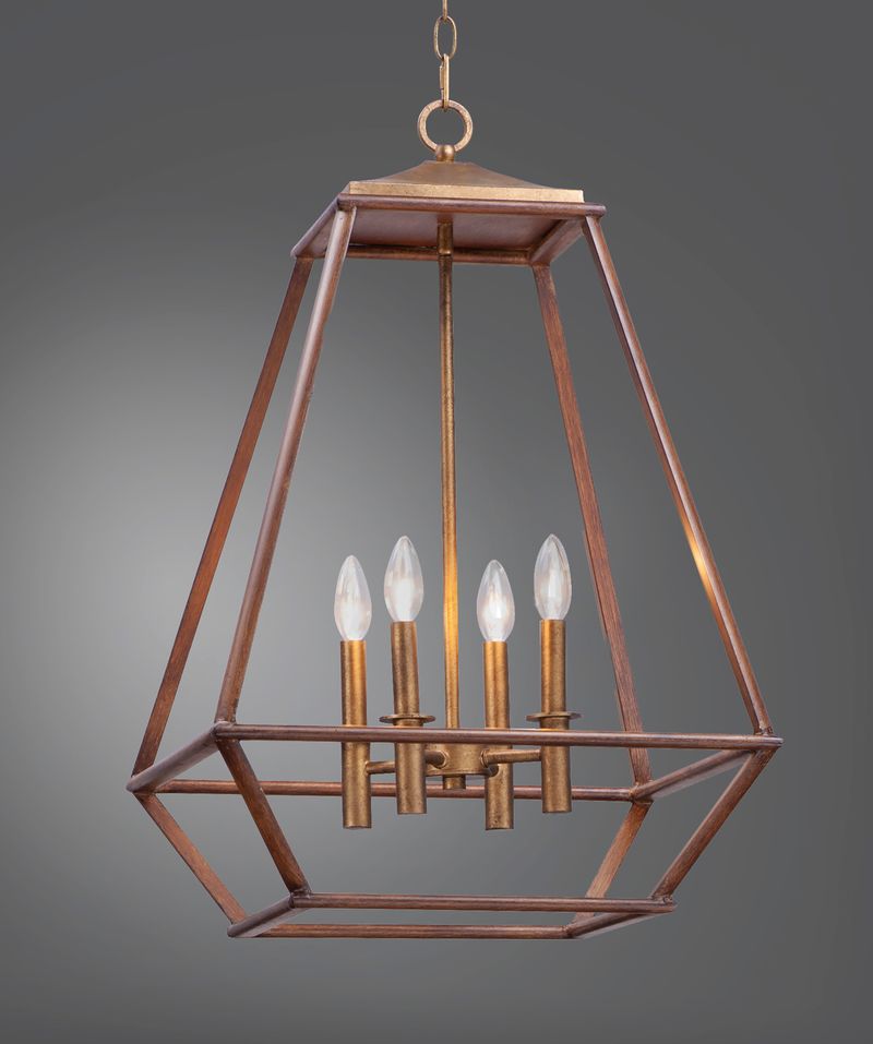 Woodland 18.75' 4 Light Entry Foyer Pendant in Burnished Gold Hazel