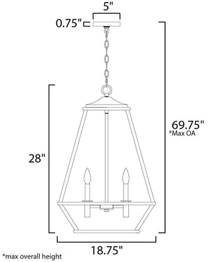 Woodland 18.75' 4 Light Entry Foyer Pendant in Burnished Gold Hazel
