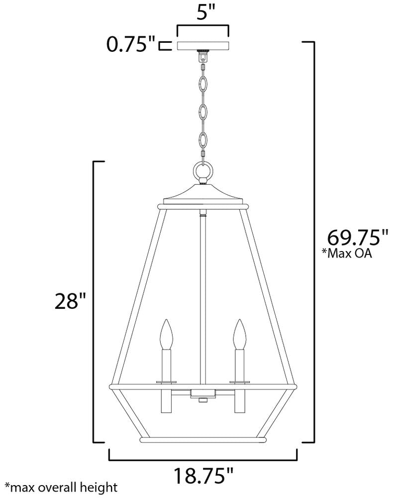 Woodland 18.75' 4 Light Entry Foyer Pendant in Burnished Gold Hazel