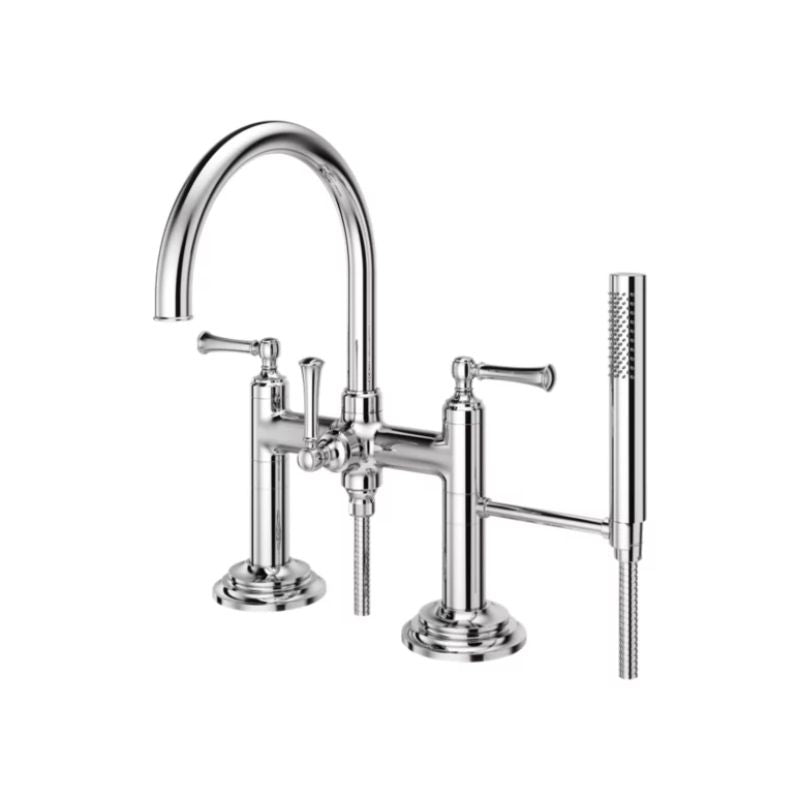 Tisbury Two-Handle Deck Mount Roman Bathtub Faucet in Polished Chrome