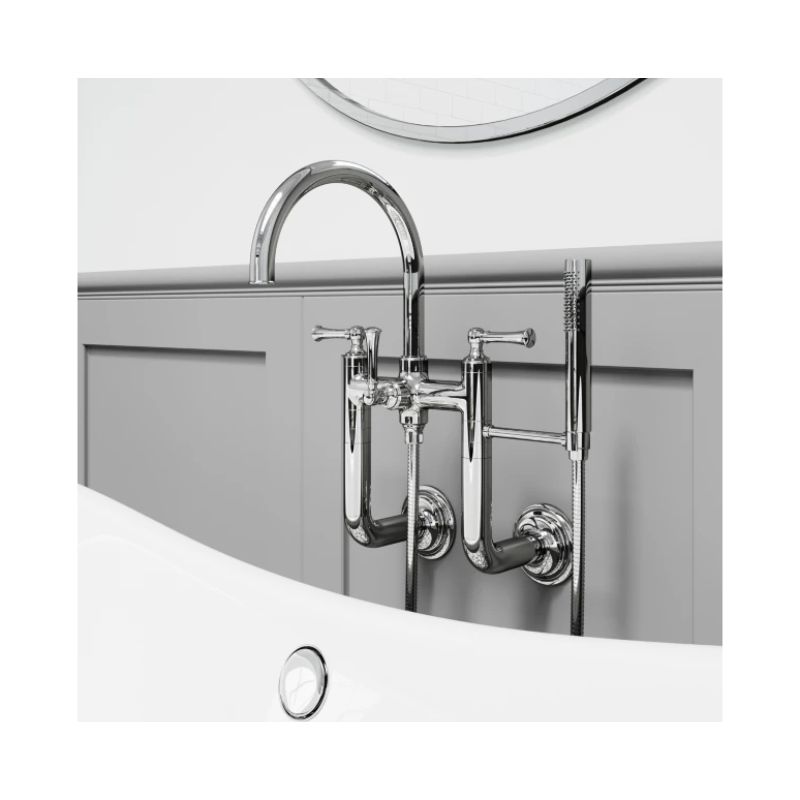Tisbury Two-Handle Deck Mount Roman Bathtub Faucet in Polished Chrome