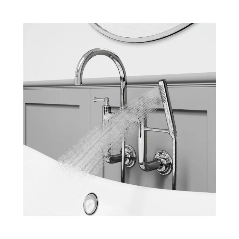 Tisbury Two-Handle Deck Mount Roman Bathtub Faucet in Polished Chrome