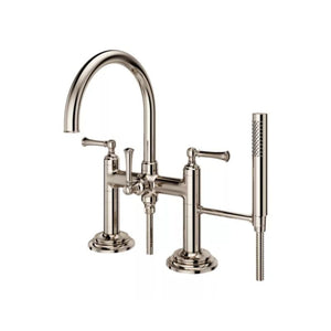 Tisbury Two-Handle Deck Mount Roman Bathtub Faucet in Polished Nickel