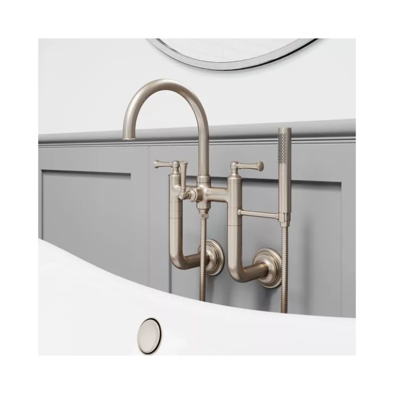 Tisbury Two-Handle Deck Mount Roman Bathtub Faucet in Brushed Nickel