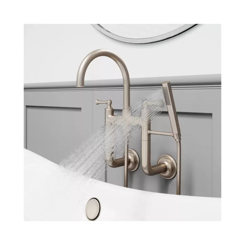 Tisbury Two-Handle Deck Mount Roman Bathtub Faucet in Brushed Nickel