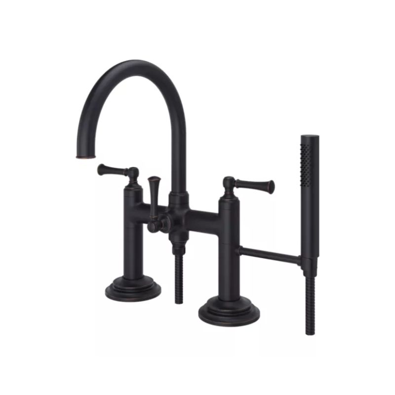 Tisbury Two-Handle Deck Mount Roman Bathtub Faucet in Tuscan Bronze