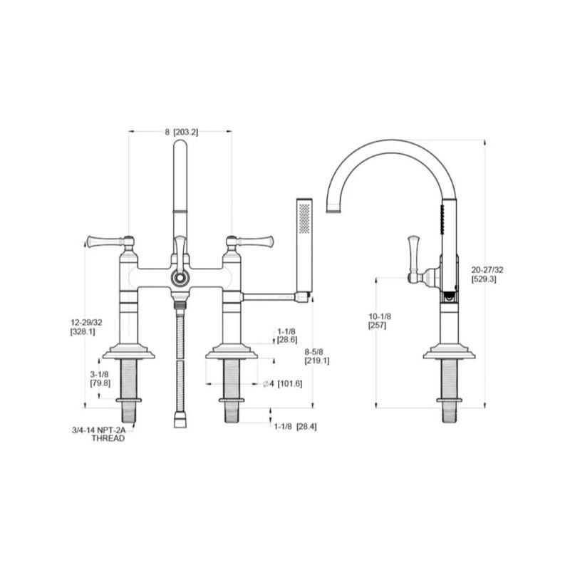 Tisbury Two-Handle Deck Mount Roman Bathtub Faucet in Tuscan Bronze