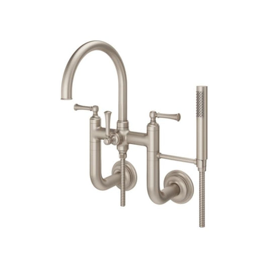 Tisbury Two-Handle Wall Mount Roman Bathtub Faucet in Brushed Nickel