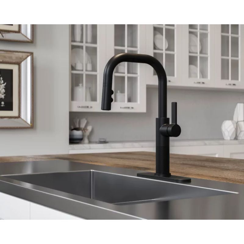 Montay Single-Handle Pull-Down Kitchen Faucet in Matte Black