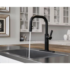 Montay Single-Handle Pull-Down Kitchen Faucet in Matte Black