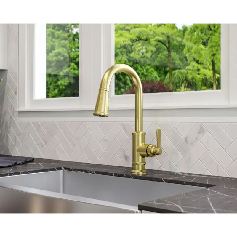 Port Haven Single-Handle Pull-Down Kitchen Faucet in Brushed Gold