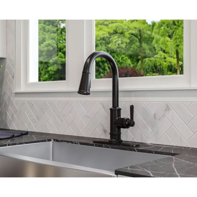 Port Haven Single-Handle Pull-Down Kitchen Faucet in Tuscan Bronze