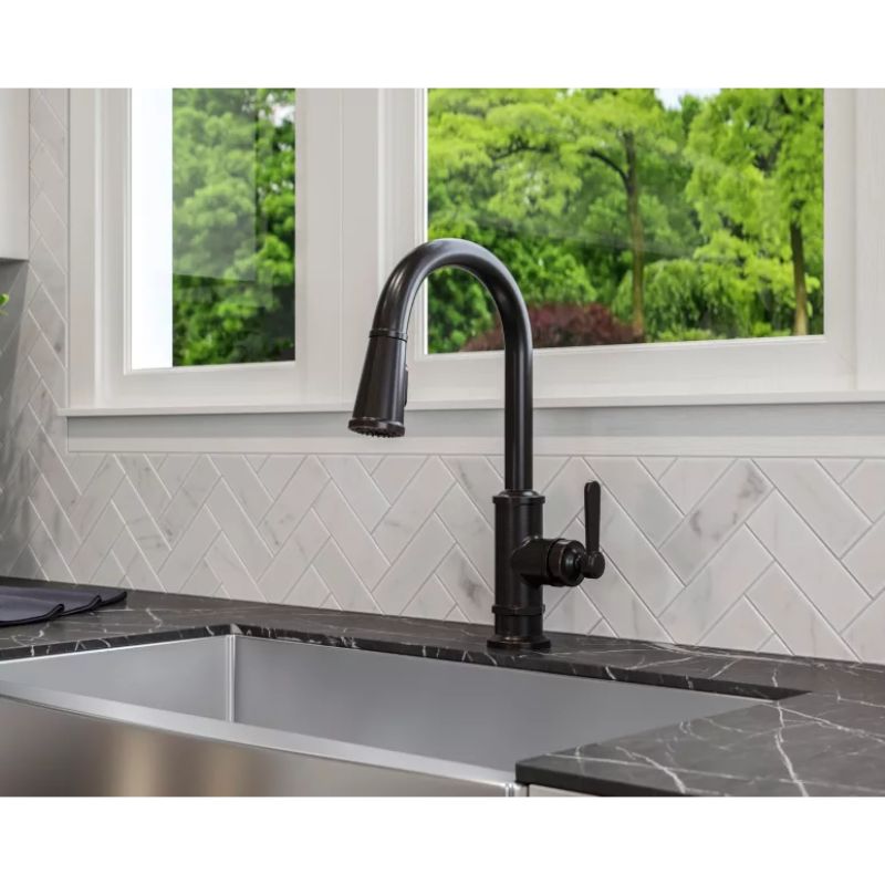 Port Haven Single-Handle Pull-Down Kitchen Faucet in Tuscan Bronze