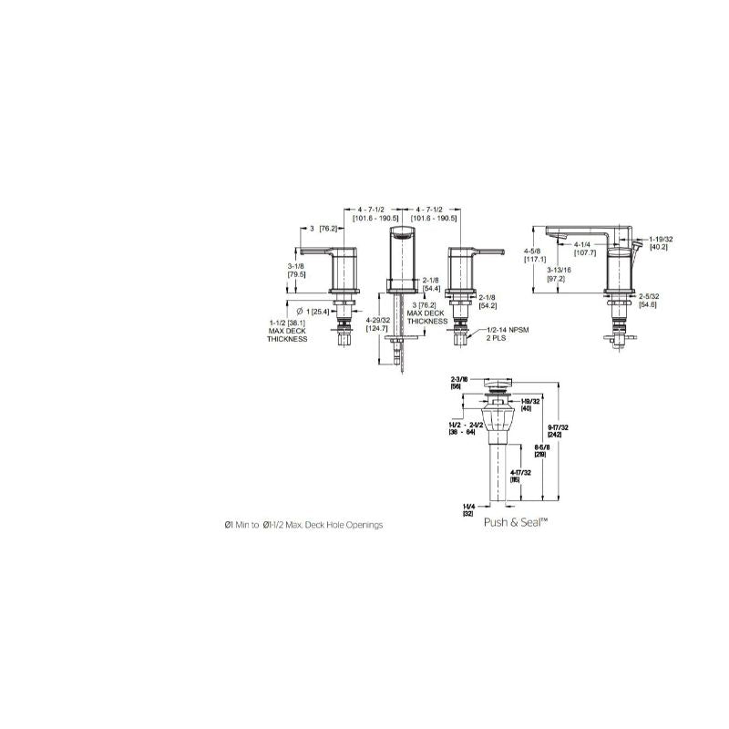 Deckard Widespread Two-Handle Bathroom Faucets In Polished Chrome