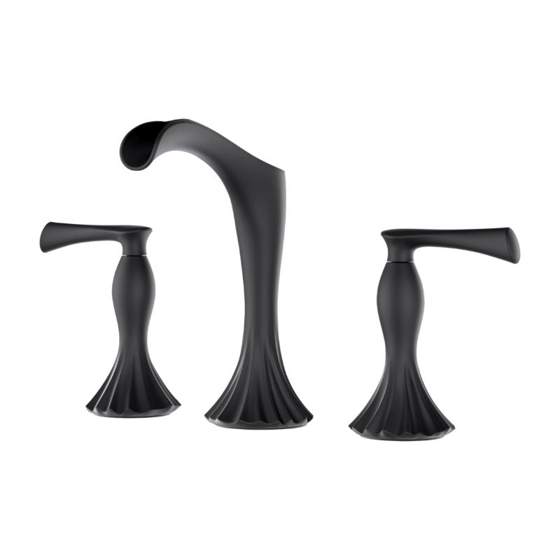 Rhen Widespread Two-Handle Bathroom Faucets In Matte Black