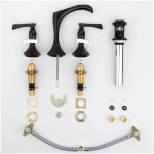 Rhen Widespread Two-Handle Bathroom Faucets In Matte Black