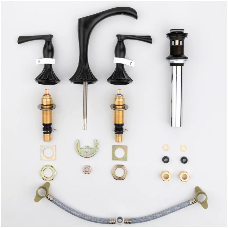 Rhen Widespread Two-Handle Bathroom Faucets In Matte Black