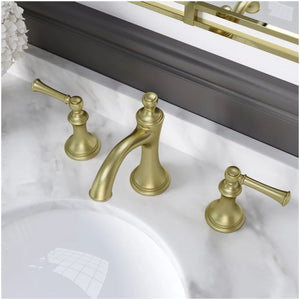 Tisbury Widespread Two-Handle Bathroom Faucets In Brushed Gold