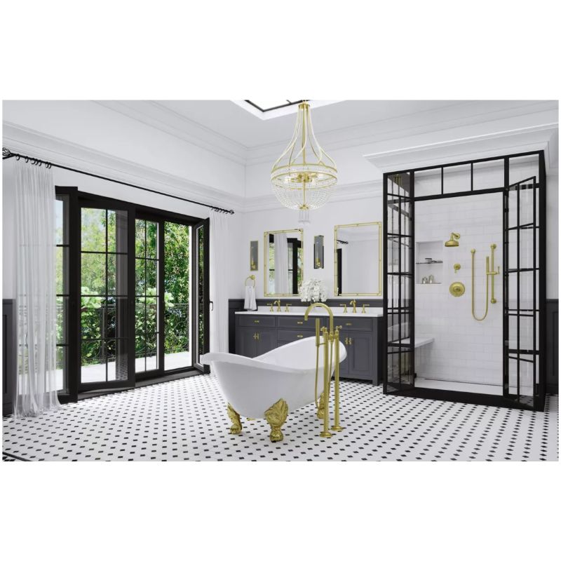 Tisbury Widespread Two-Handle Bathroom Faucets In Brushed Gold