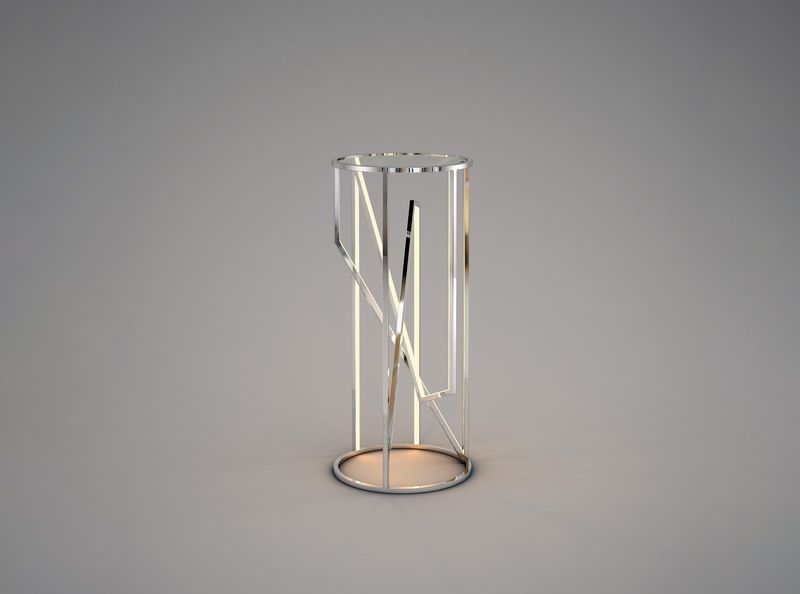35.5' Tall Trapezoid Decor Item in Polished Chrome