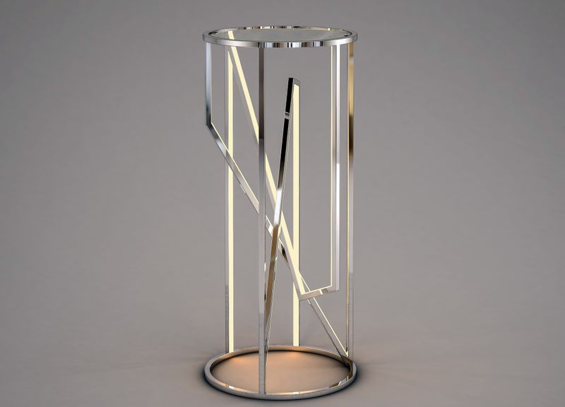 35.5' Tall Trapezoid Decor Item in Polished Chrome