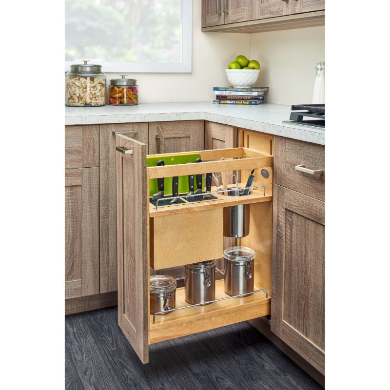 448 Series Natural Maple Knife Block Base Pull-Out Organizer (10.25' x 21.63' x 25.5')
