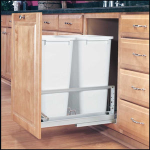 5349 Series White Bottom-Mount Double Waste Container Pull-Out Organizer (14.81' x 22.13' x 22.94')