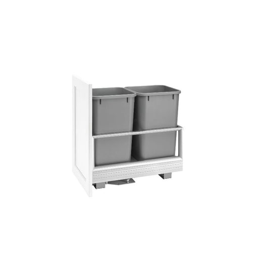 5149 Series Metallic Silver Bottom-Mount Double Waste Container Pull-Out Organizer (12.13" x 22" x 19.5")