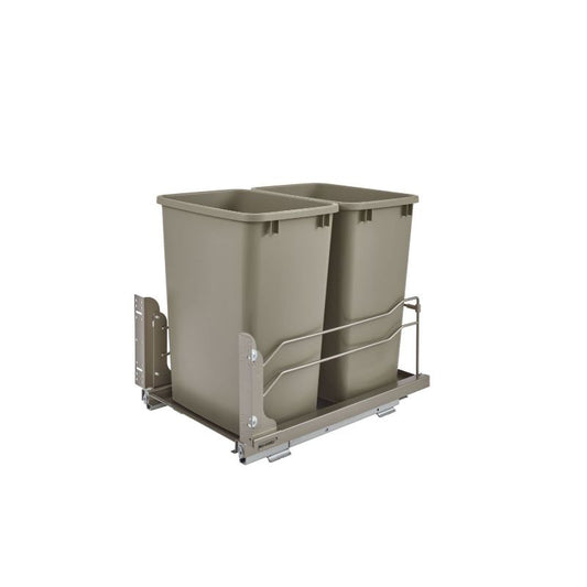 53WC Series Champagne Undermount Double Waste Container Pull-Out Organizer (14.38" x 22.25" x 19")