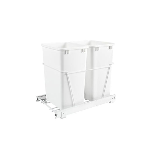 RV Series White Bottom-Mount Double Waste Container Pull-Out Organizer (14.38" x 22" x 19.25")