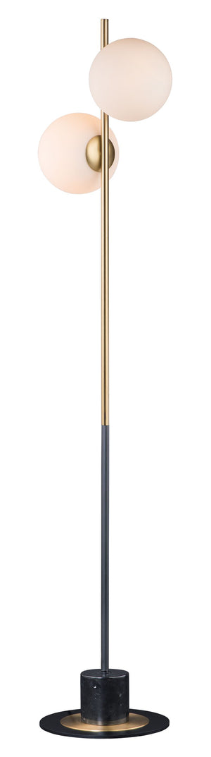 Vesper 69' Floor Lamp in Black and Satin Brass