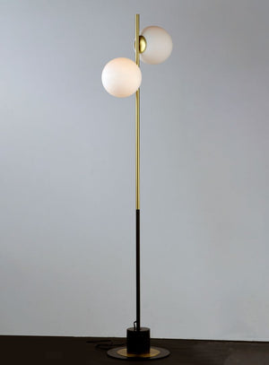 Vesper 69' Floor Lamp in Black and Satin Brass