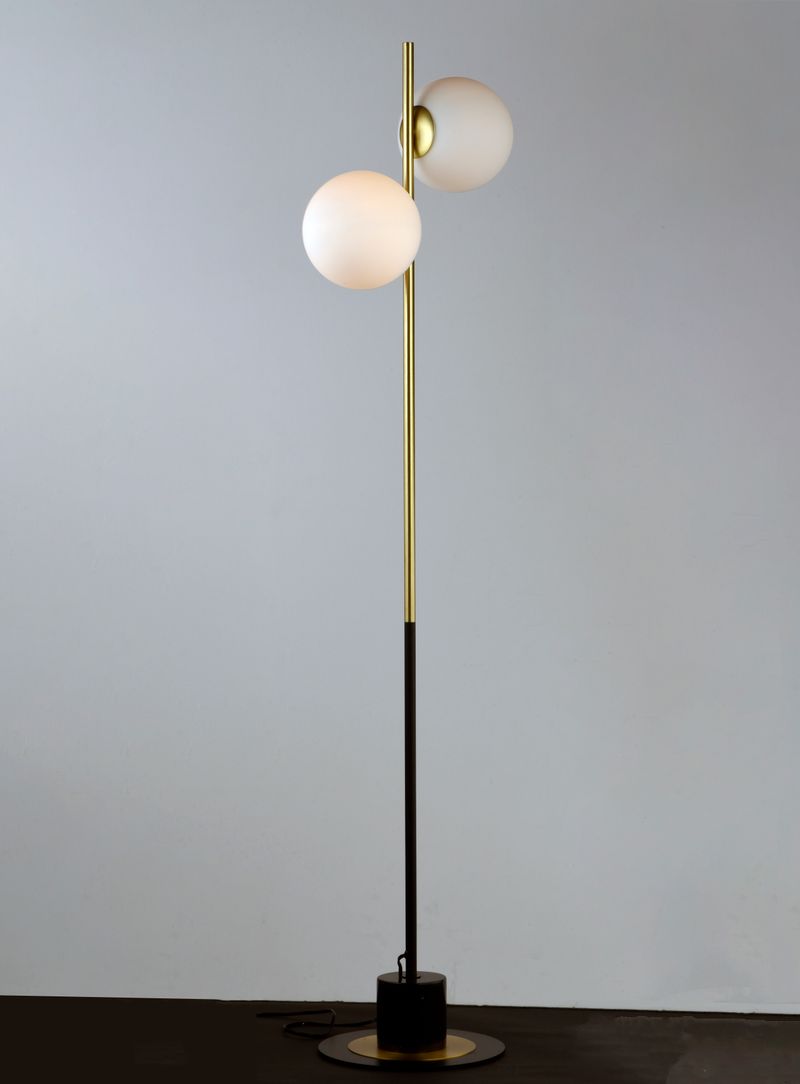 Vesper 69' Floor Lamp in Black and Satin Brass