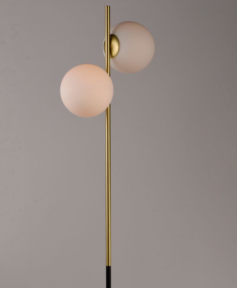Vesper 69' Floor Lamp in Black and Satin Brass