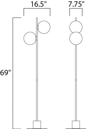 Vesper 69' Floor Lamp in Black and Satin Brass