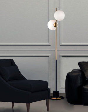 Vesper 69' Floor Lamp in Black and Satin Brass