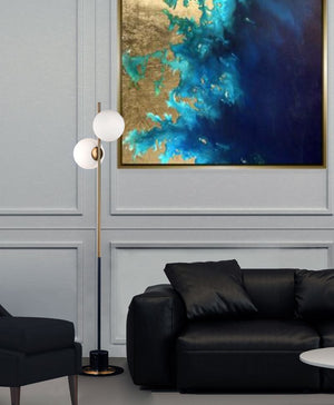 Vesper 69' Floor Lamp in Black and Satin Brass