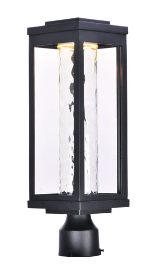 Salon 19.5' Black Deck Post Light with Water Glass Finish