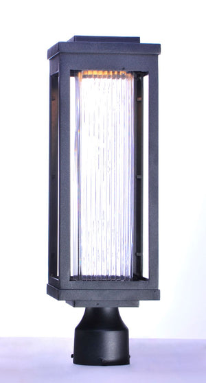 Salon 19.5' Black Deck Post Light with Clear Ribbed Glass Finish
