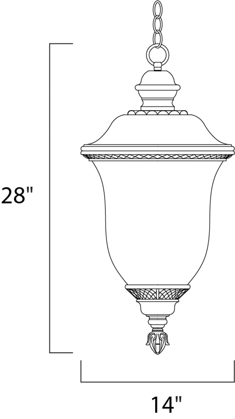 Carriage House DC 28' 3 light Outdoor Hanging Lantern in Oriental Bronze