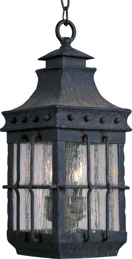 Nantucket 18.5" 3 Light Outdoor Hanging Lantern in Country Forge