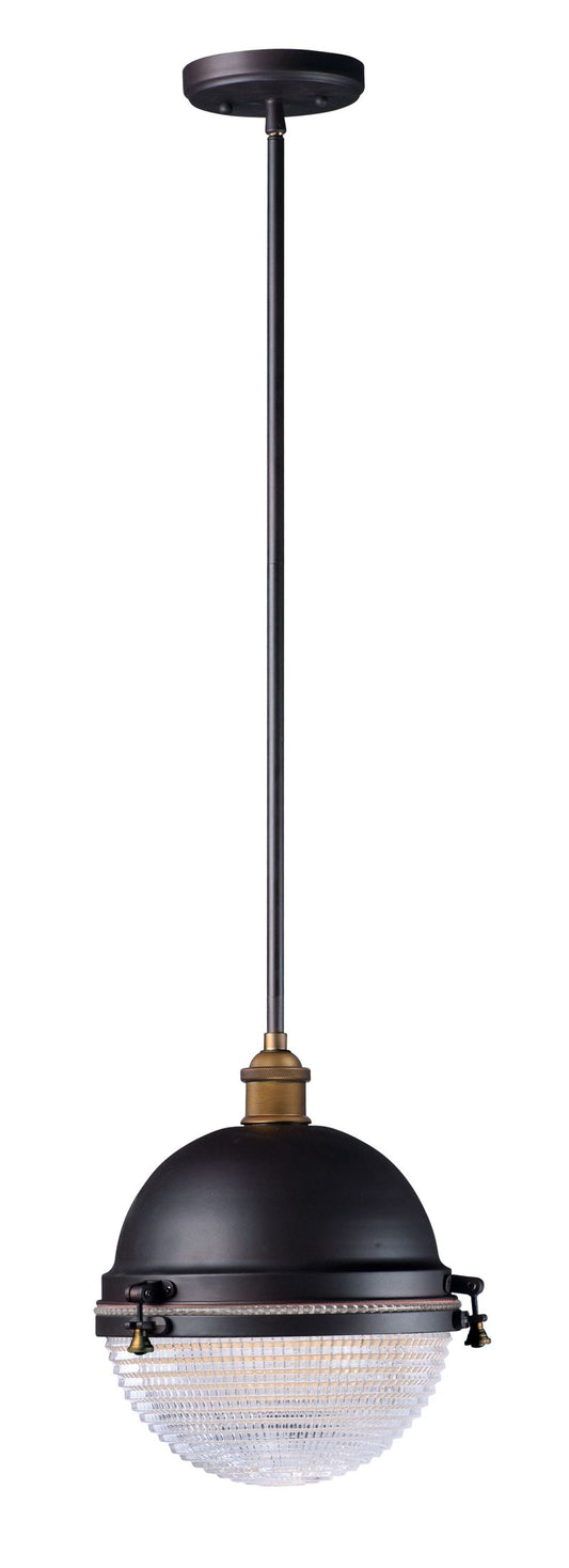 Portside 13.25" Single Light Pendant in Oil Rubbed Bronze Antique Brass