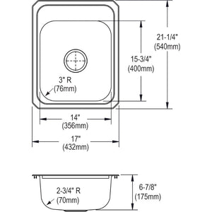 Celebrity 21.25' x 17' x 6.88' Stainless Steel Single-Basin Drop-In Kitchen Sink - 1 Faucet Hole