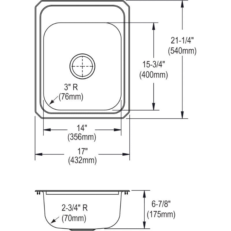 Celebrity 21.25' x 17' x 6.88' Stainless Steel Single-Basin Drop-In Kitchen Sink
