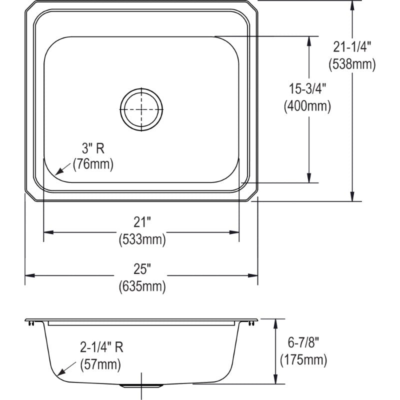 Celebrity 21.25' x 25' x 6.88' Stainless Steel Single-Basin Drop-In Kitchen Sink